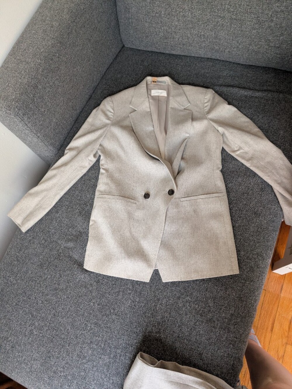Women's Light Gray Double-Button Tailored Blazer